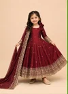 Oc 252 Fendy Sillk Sequence Embroidery Work Girls Kids Wear